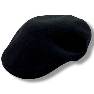 Vtg Kangol Black Wool Blend Showerproof Flat Cap Hat Mens Large